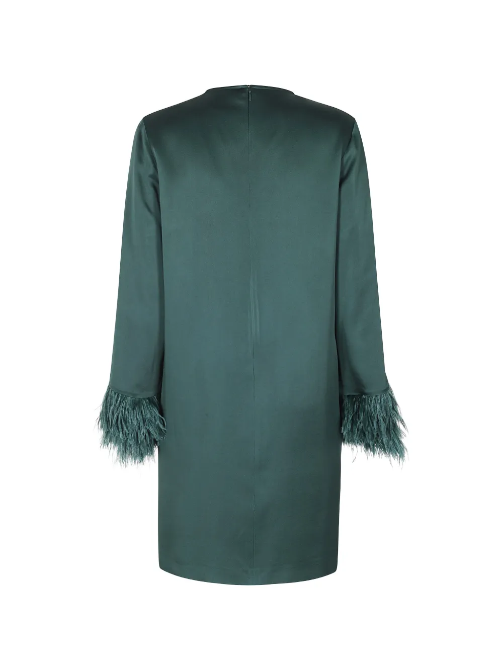 Antonelli feather-trim long-sleeve mini dress Groen