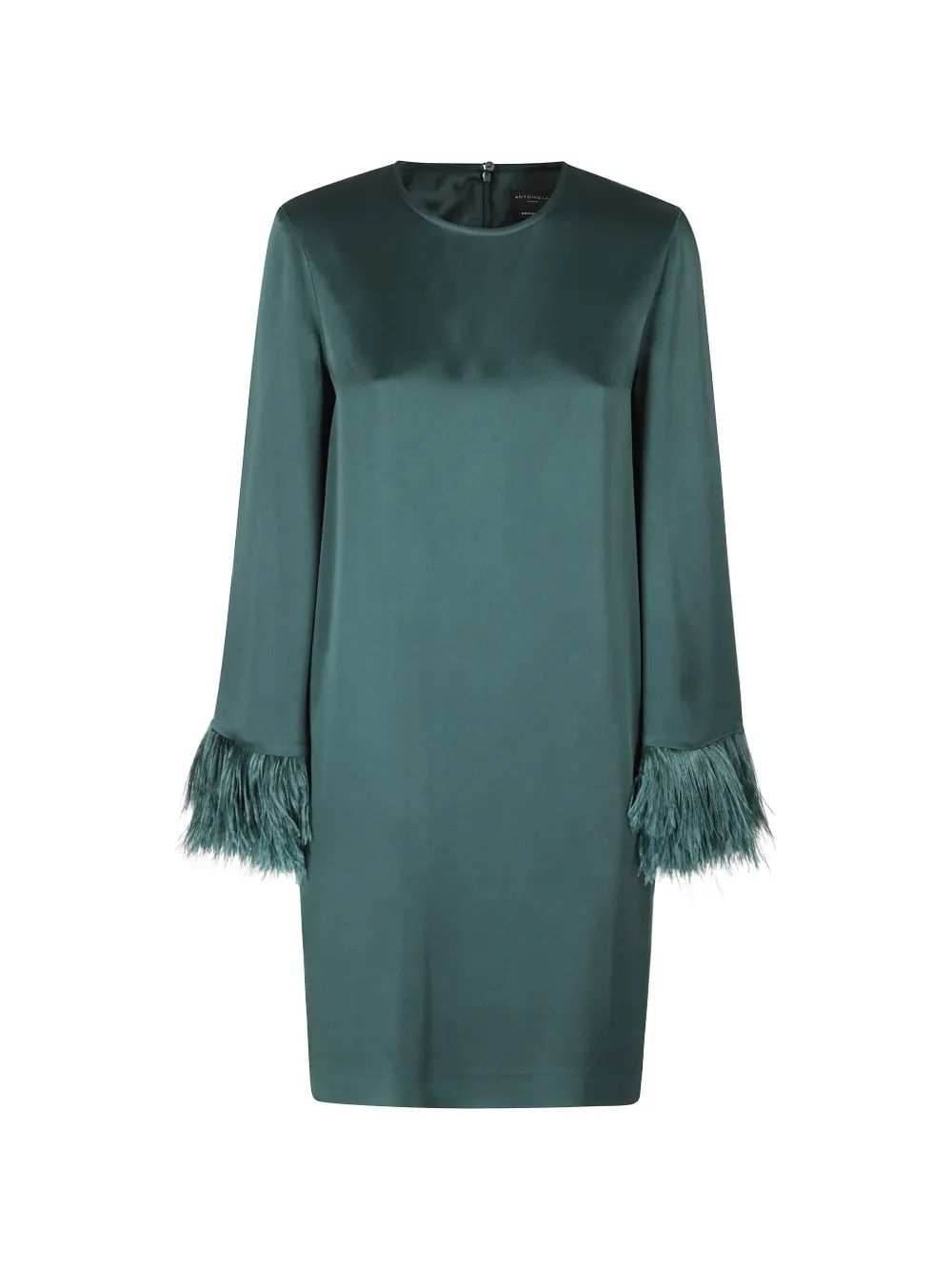 Antonelli feather-trim long-sleeve mini dress Groen