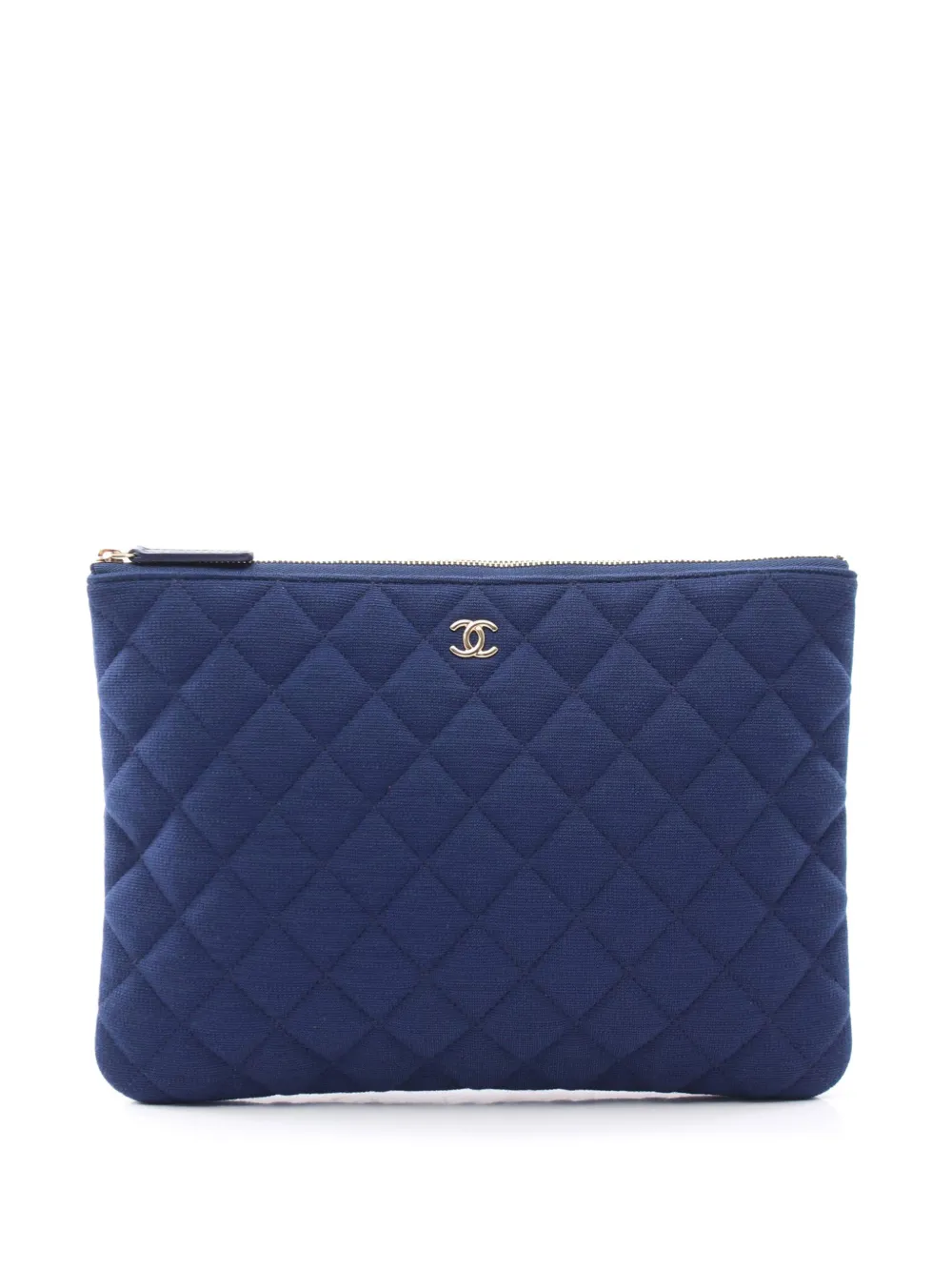 CHANEL Pre-Owned 2019 Medium Quilted Jersey O Case clutch bag - Blu