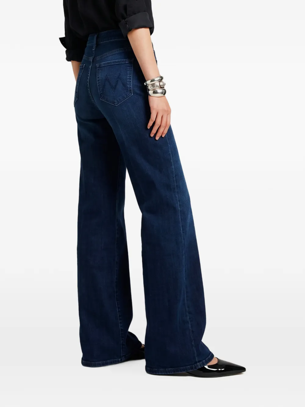 MOTHER logo-embroidery wide-leg jeans Blauw