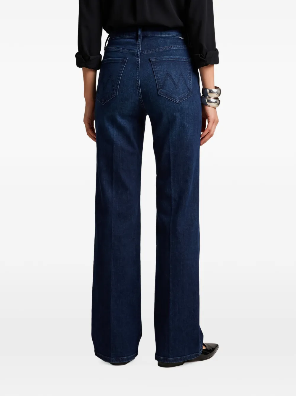 MOTHER logo-embroidery wide-leg jeans Blauw