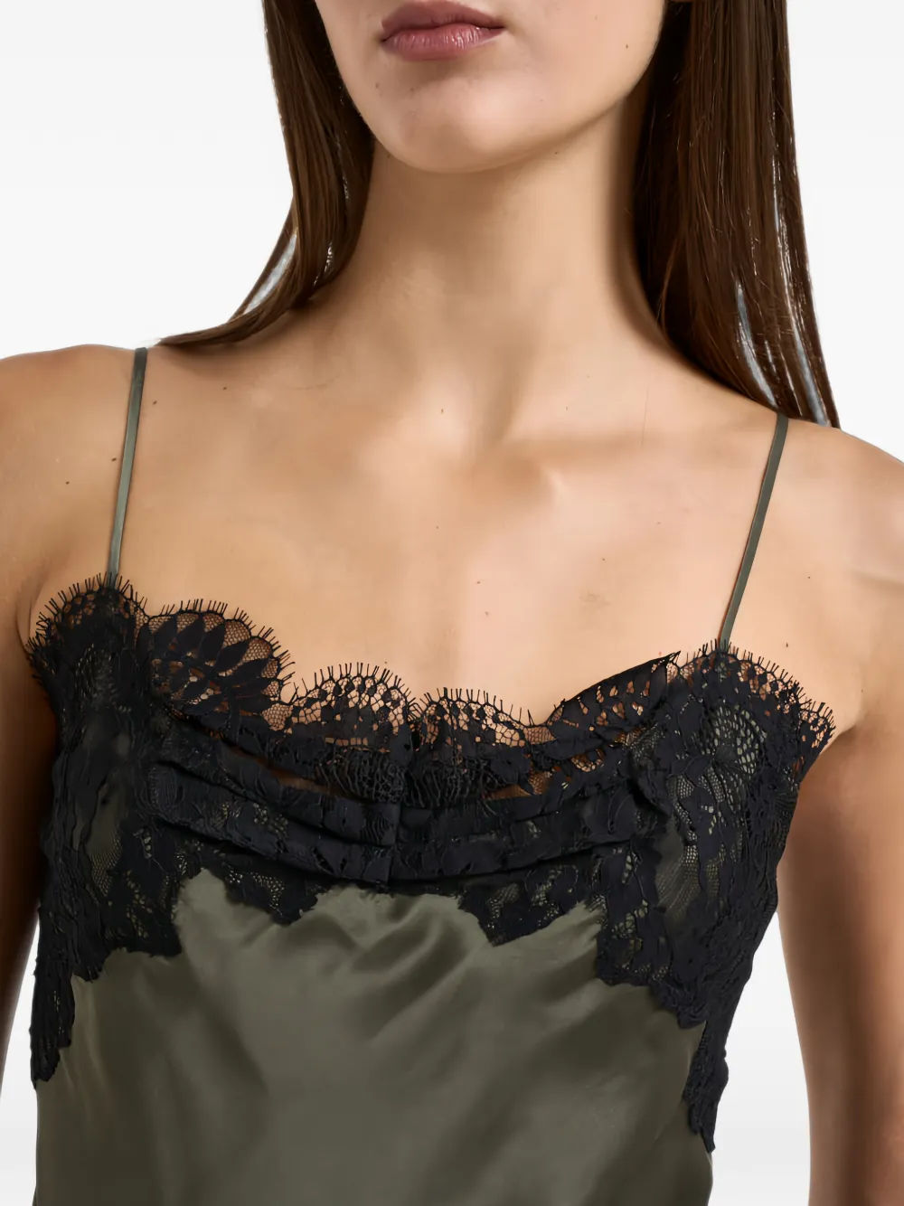 IRO Mouwloze top met kanten afwerking Groen