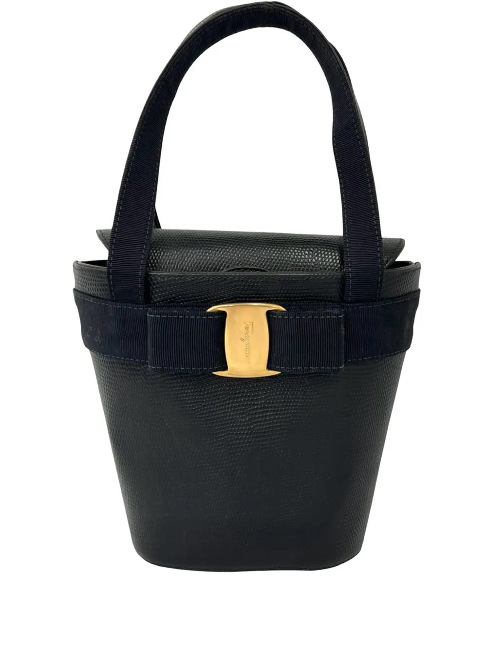 Ferragamo Pre-Owned 2000-2026 sac seau Vara Bow en cuir à anse sur le dessus - Bleu