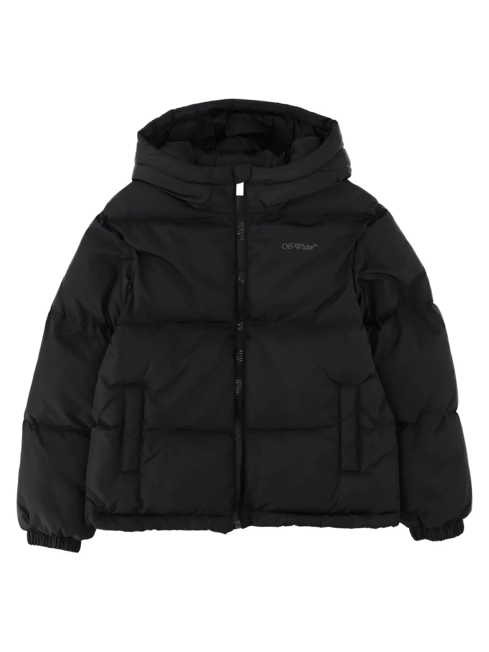 Off-White Kids hooded padded jacket Zwart