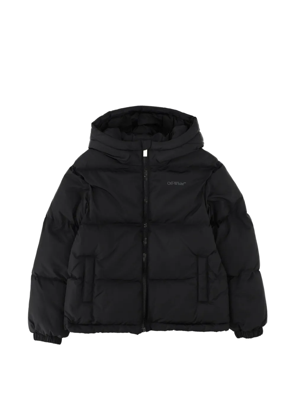 Off-White Kids hooded padded jacket Zwart