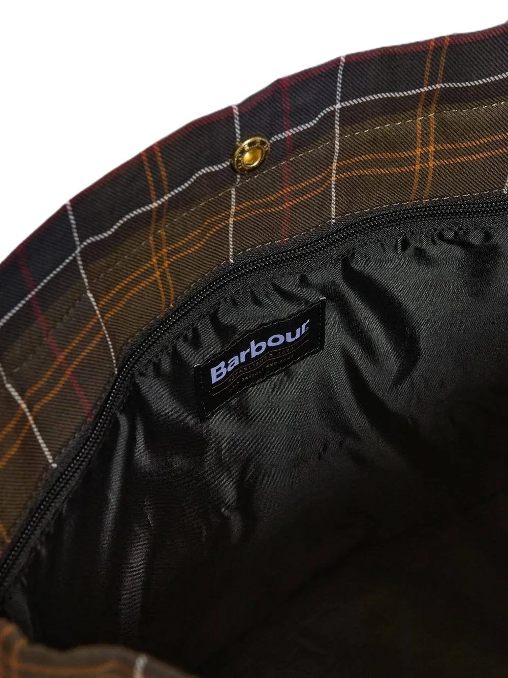 Barbour Field shopper met tartan afwerking en zak-detail Groen
