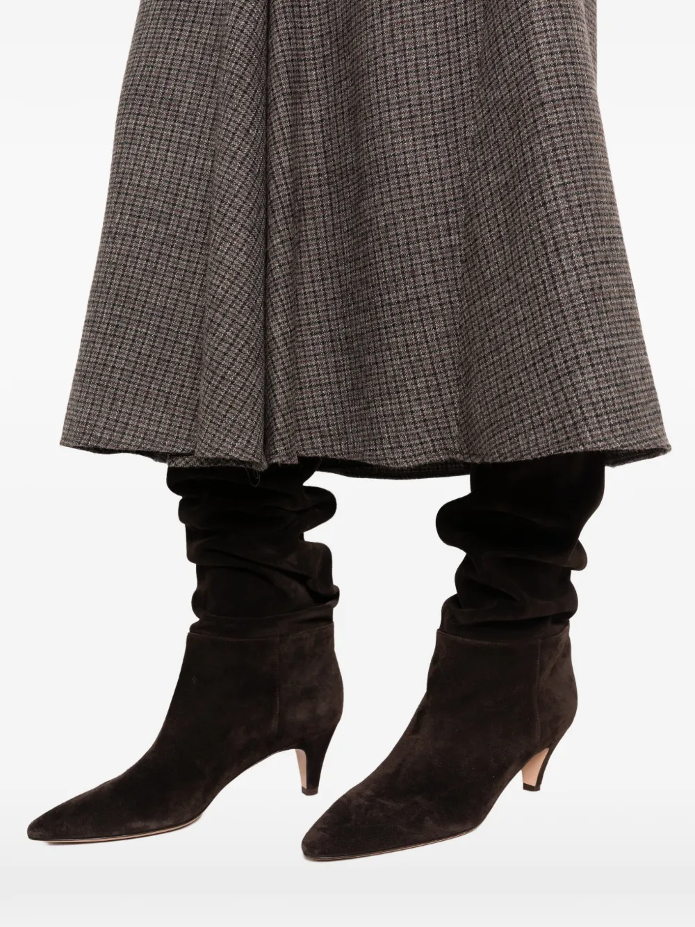 ETRO check-pattern panelled midi skirt Grijs