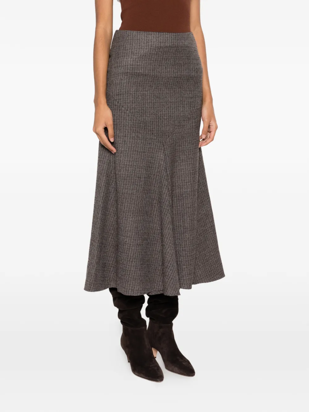 ETRO check-pattern panelled midi skirt Grijs