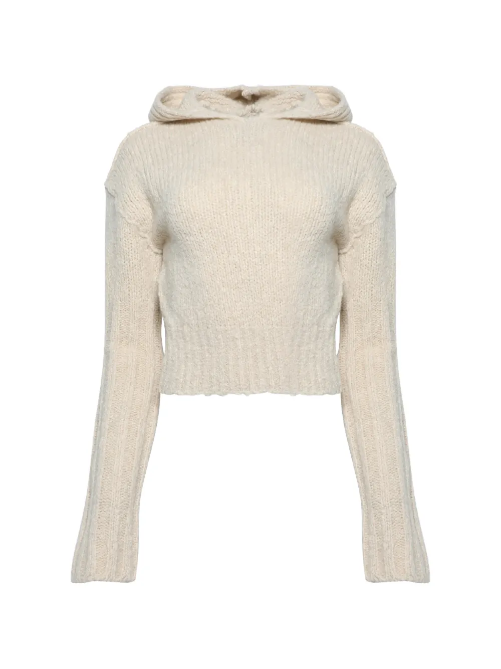 Rick Owens cropped chunky-knit hooded jumper