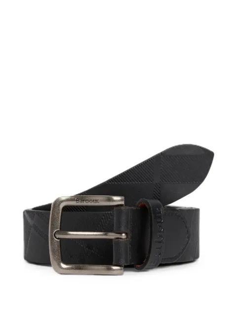 Barbour Irvine tartan-embossed leather belt
