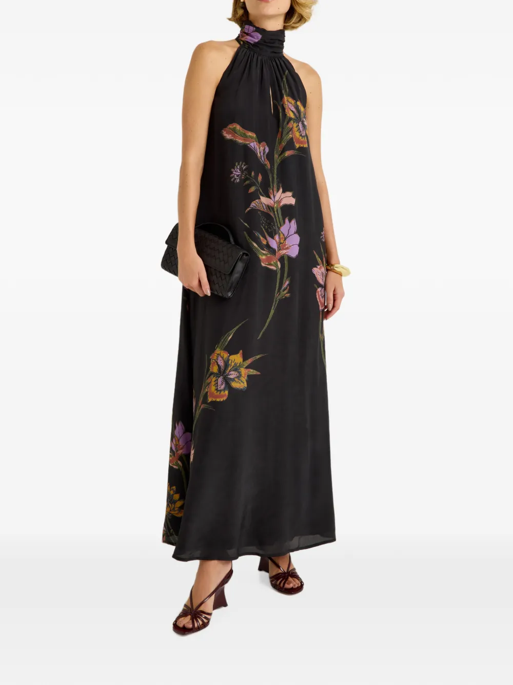 Marie Oliver Penelope maxi-jurk met bloemen-print Zwart