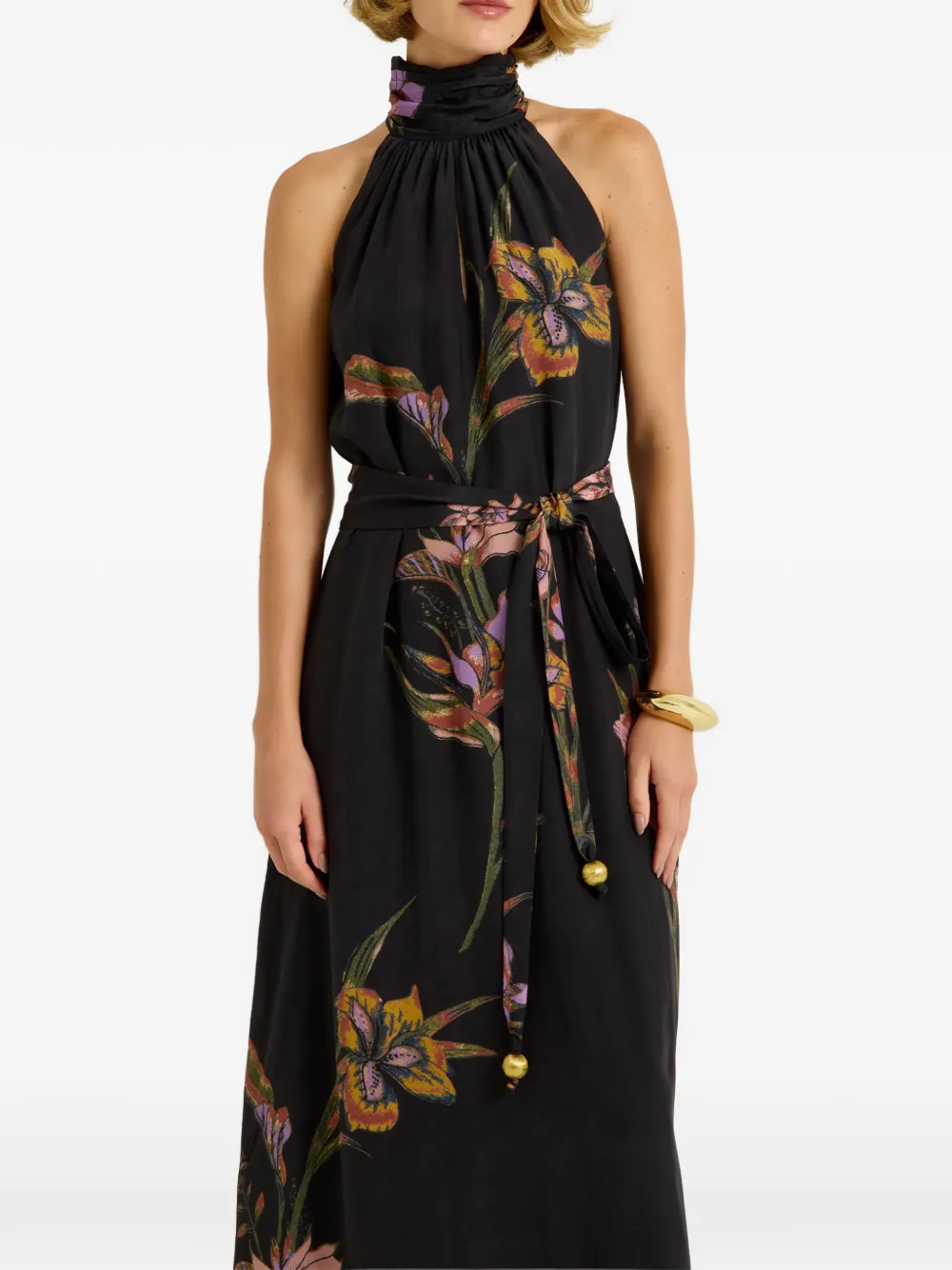 Marie Oliver Penelope maxi-jurk met bloemen-print Zwart