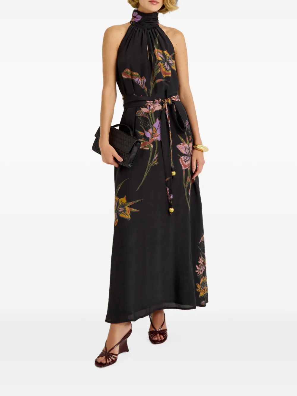 Marie Oliver Penelope maxi-jurk met bloemen-print Zwart