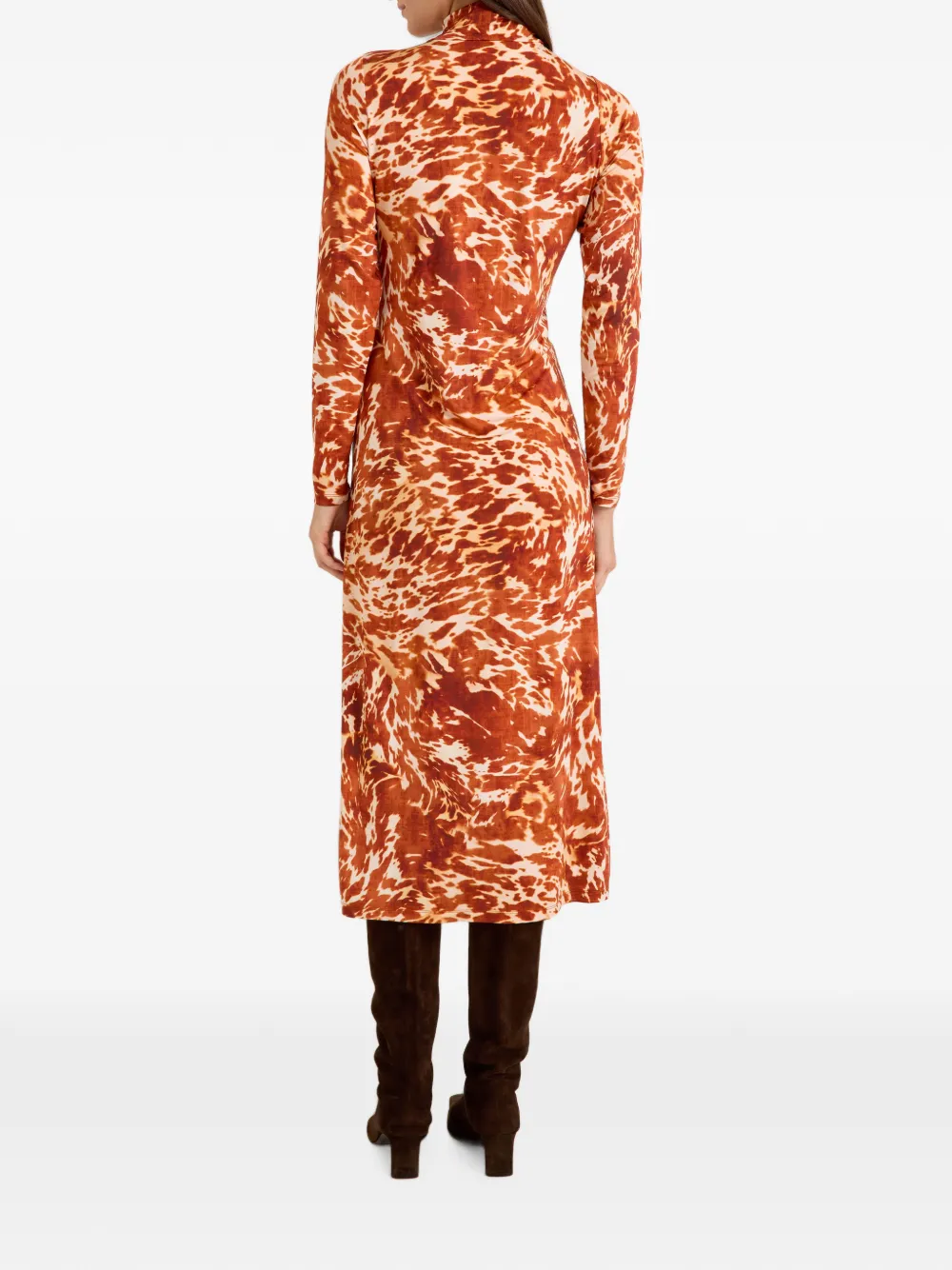 Marie Oliver Paxton midi-jurk met all-overprint Oranje