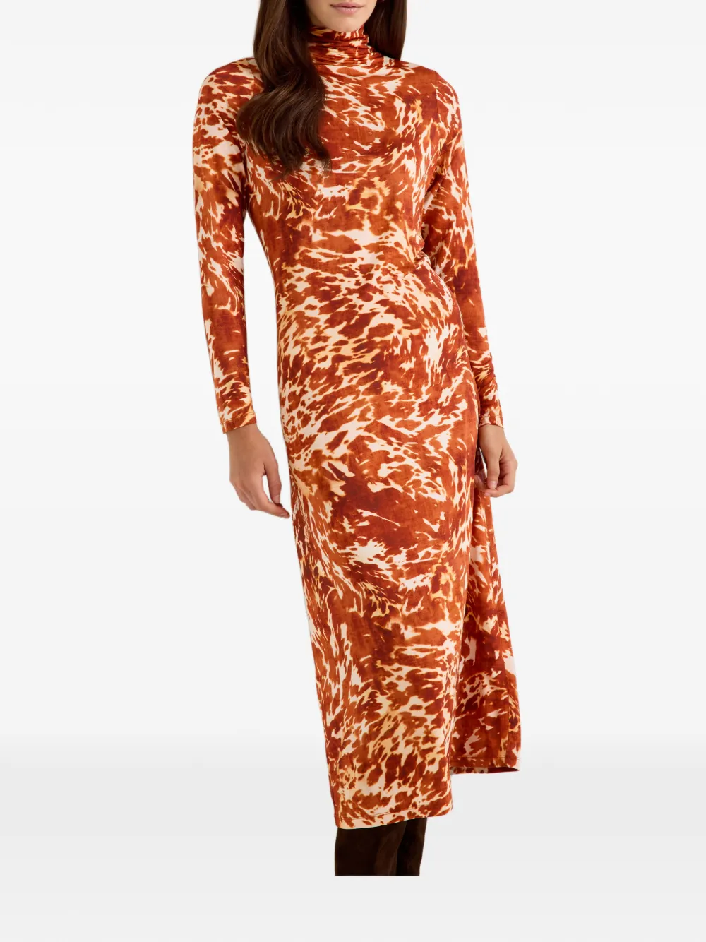 Marie Oliver Paxton midi-jurk met all-overprint Oranje