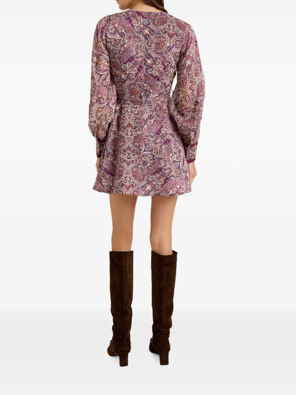 Marie Oliver Hughes mini-jurk met paisley-print en ceintuur Paars