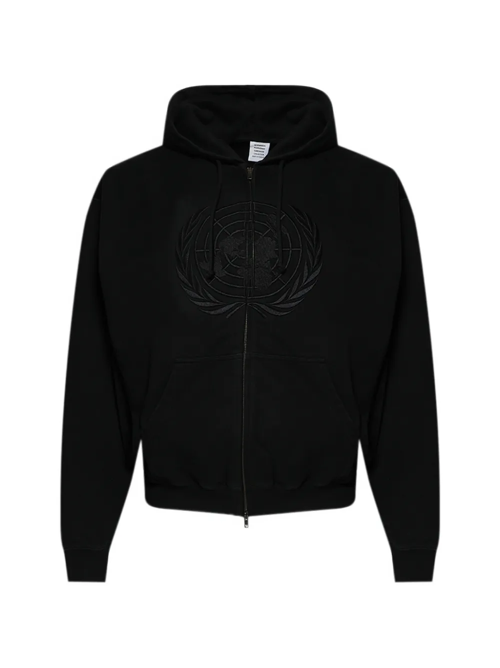 VETEMENTS embroidered zip-up hoodie - Black