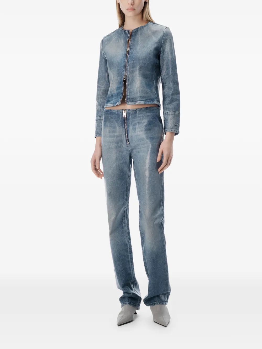 Alexander Wang Denim slim-fit broek met glanzend effect Blauw