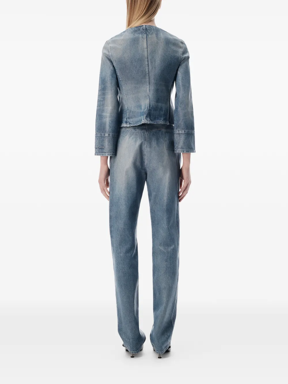 Alexander Wang Denim slim-fit broek met glanzend effect Blauw