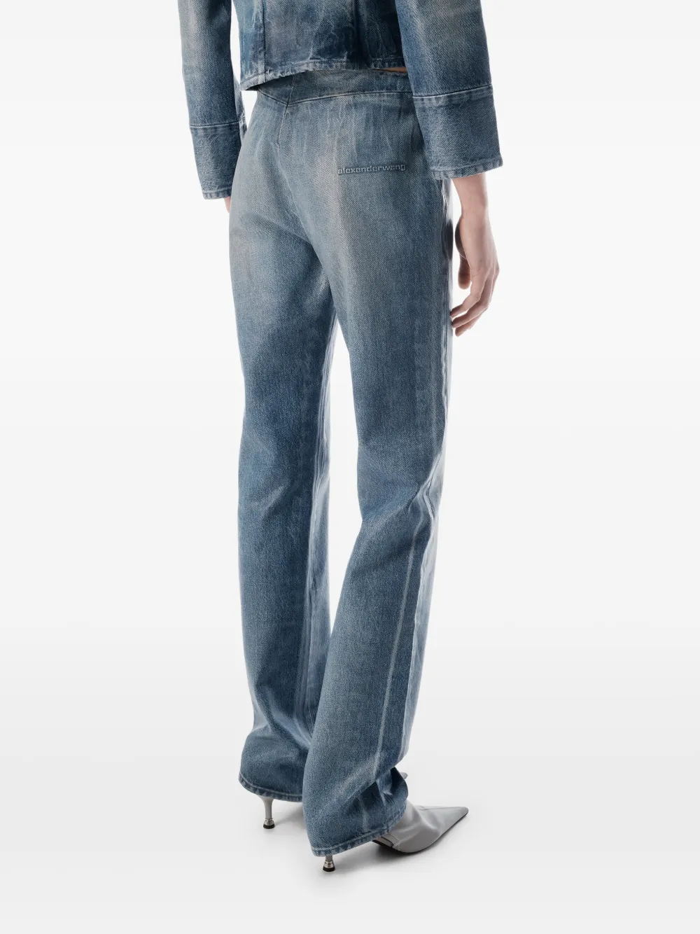Alexander Wang Denim slim-fit broek met glanzend effect Blauw