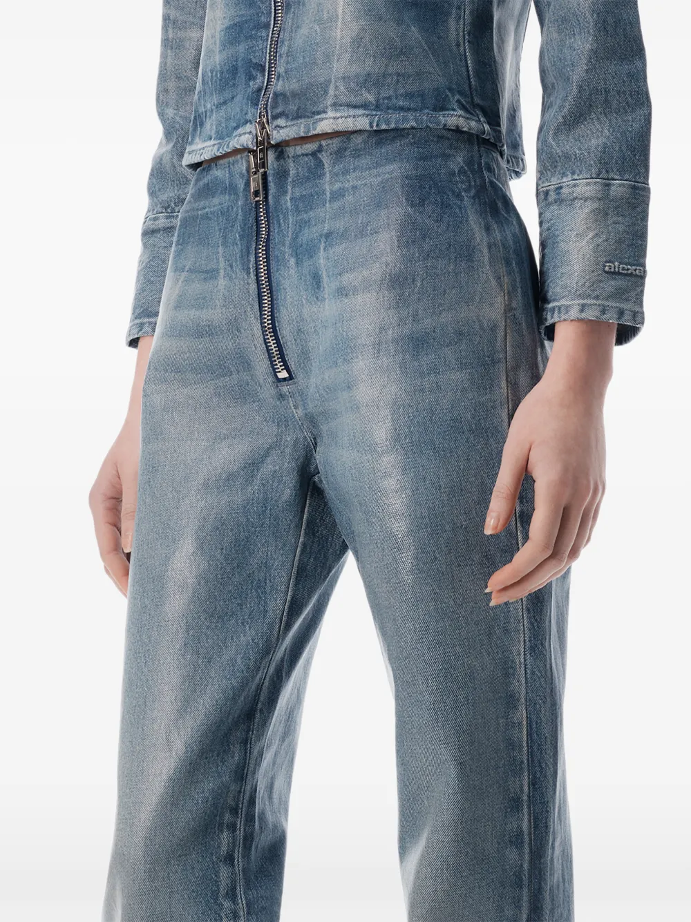 Alexander Wang Denim slim-fit broek met glanzend effect Blauw