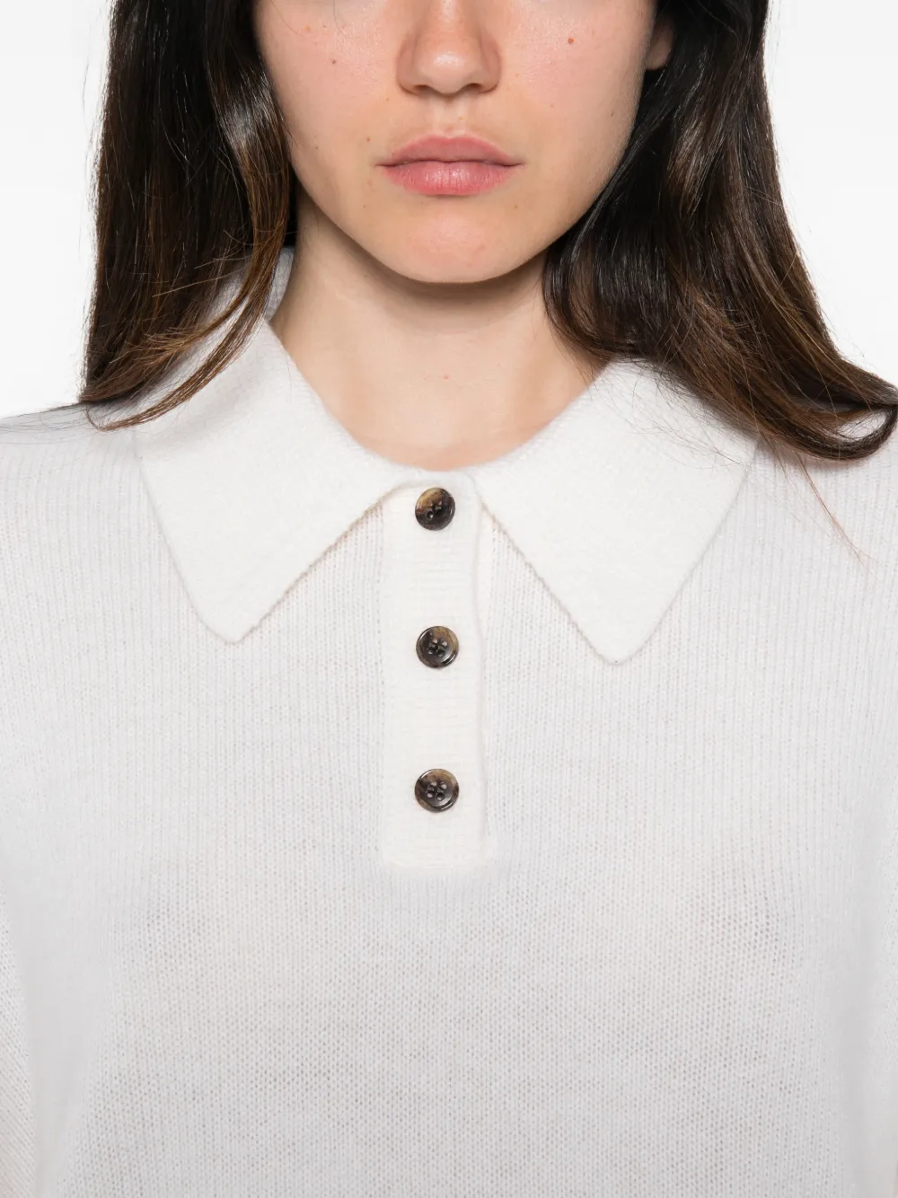 Lisa Yang Etta polo-collar sweater Wit