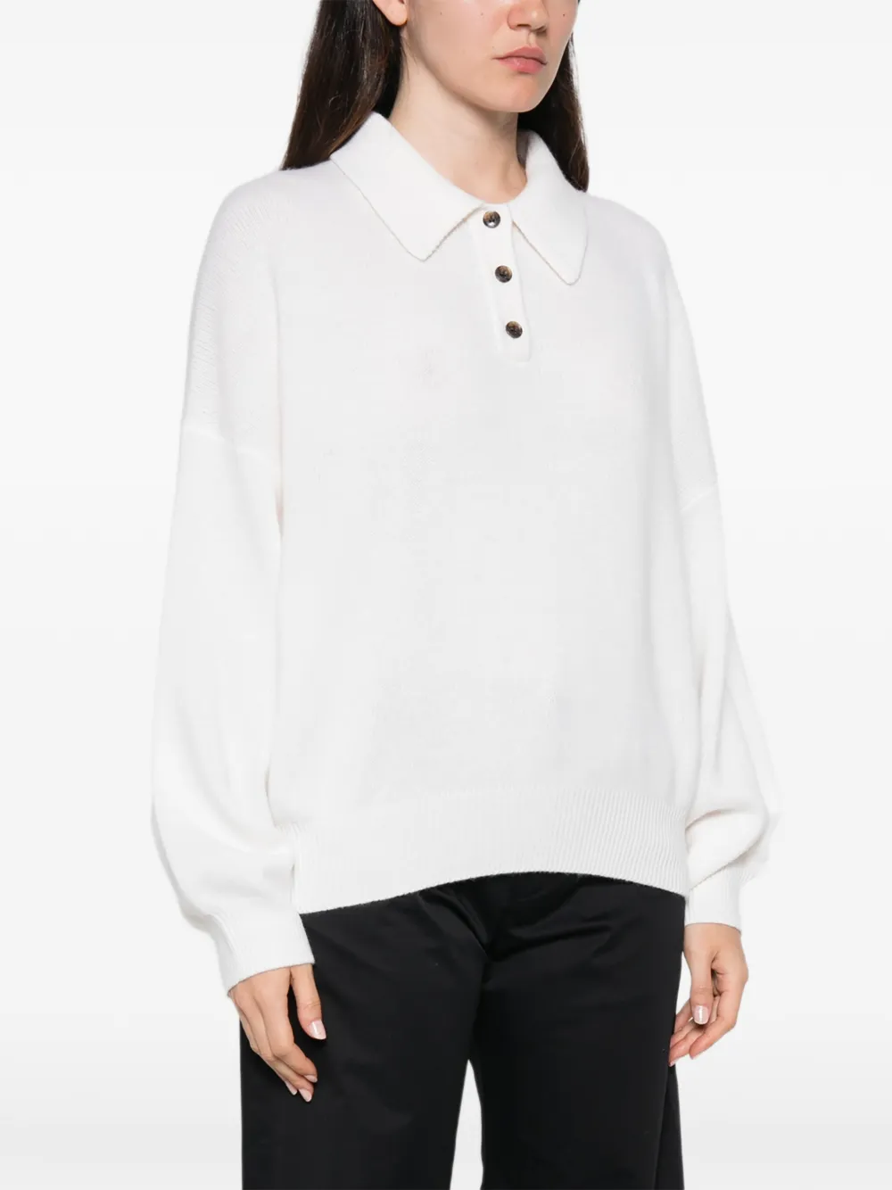 Lisa Yang Etta polo-collar sweater Wit