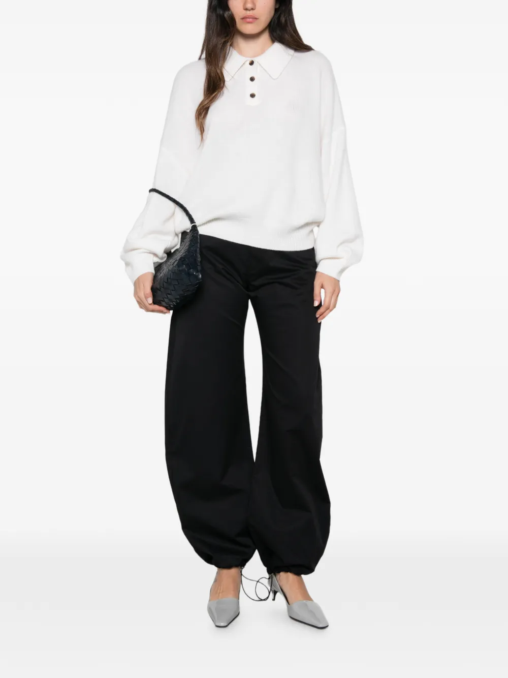 Lisa Yang Etta polo-collar sweater Wit