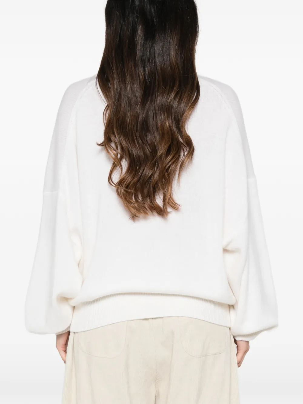 Lisa Yang Sweater met ronde hals en verlaagde schouders Wit