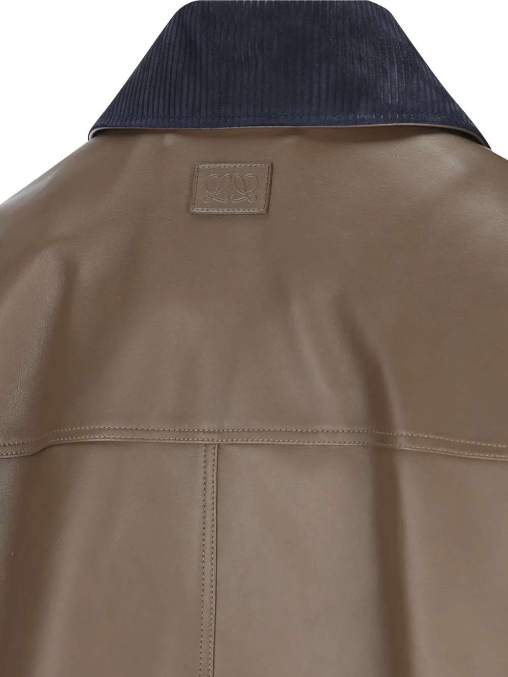 LOEWE corduroy-collar leather jacket Groen