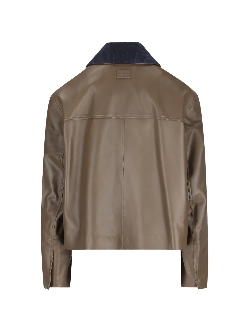 LOEWE corduroy-collar leather jacket Groen