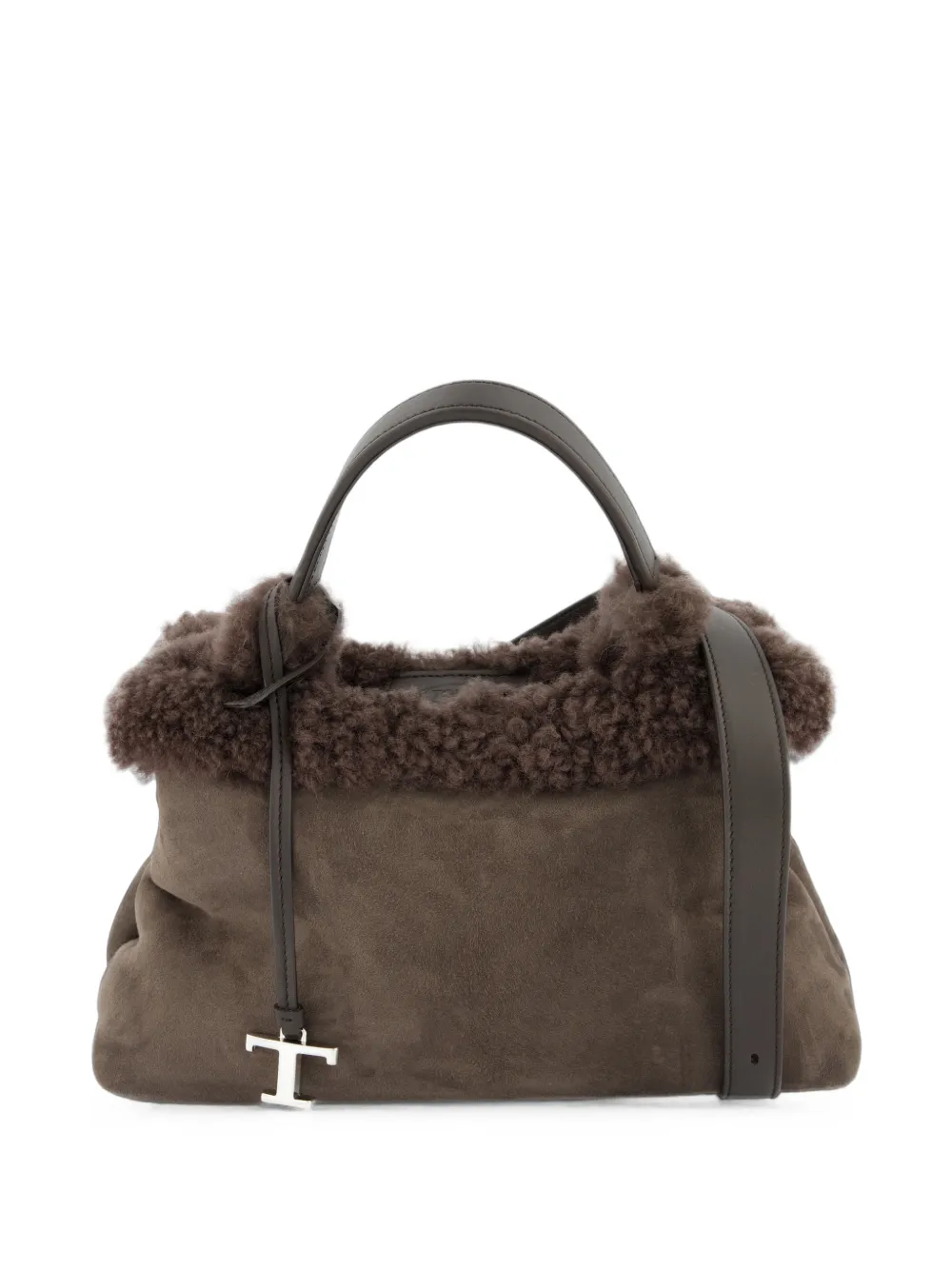 Tod's shearling-trim leather tote bag