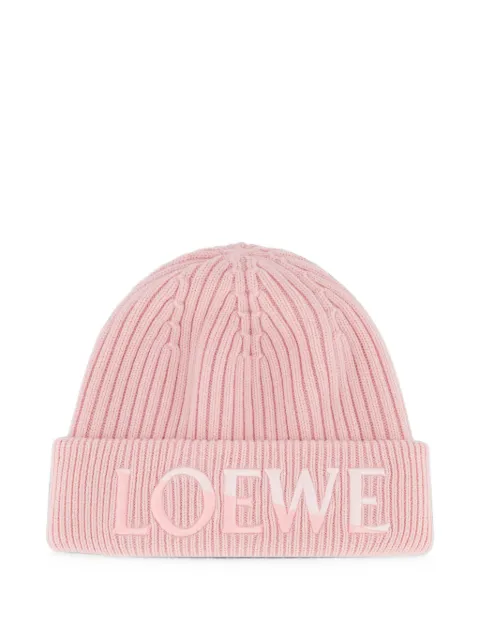 LOEWE logo-embroidered ribbed-knit beanie hat