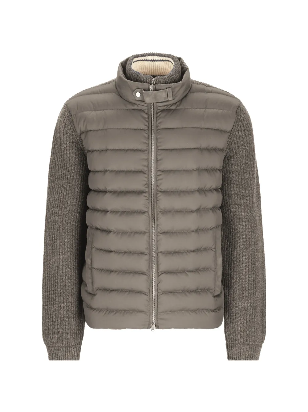 Herno quilted-panel ribbed-knit jacket