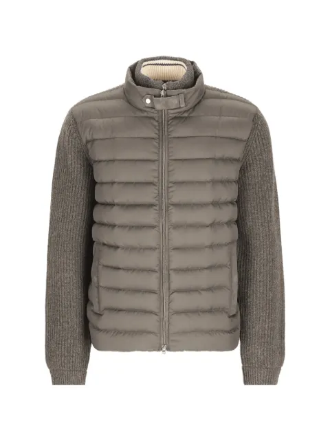 Herno quilted-panel ribbed-knit jacket
