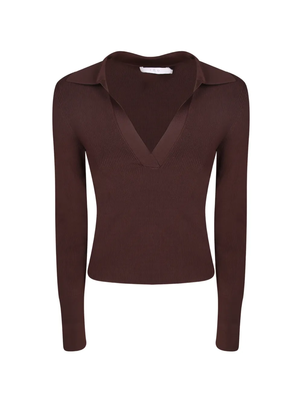 IRO Waves ribbed-knit V-neck top - Marrone