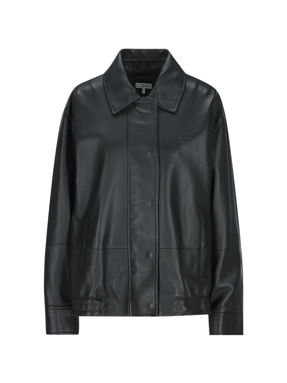 LOEWE logo-embossed leather jacket - Nero