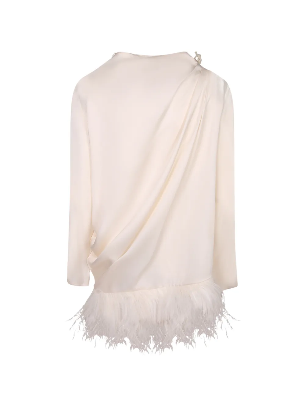 Fabiana Filippi Gedrapeerde top met veren afwerking Beige