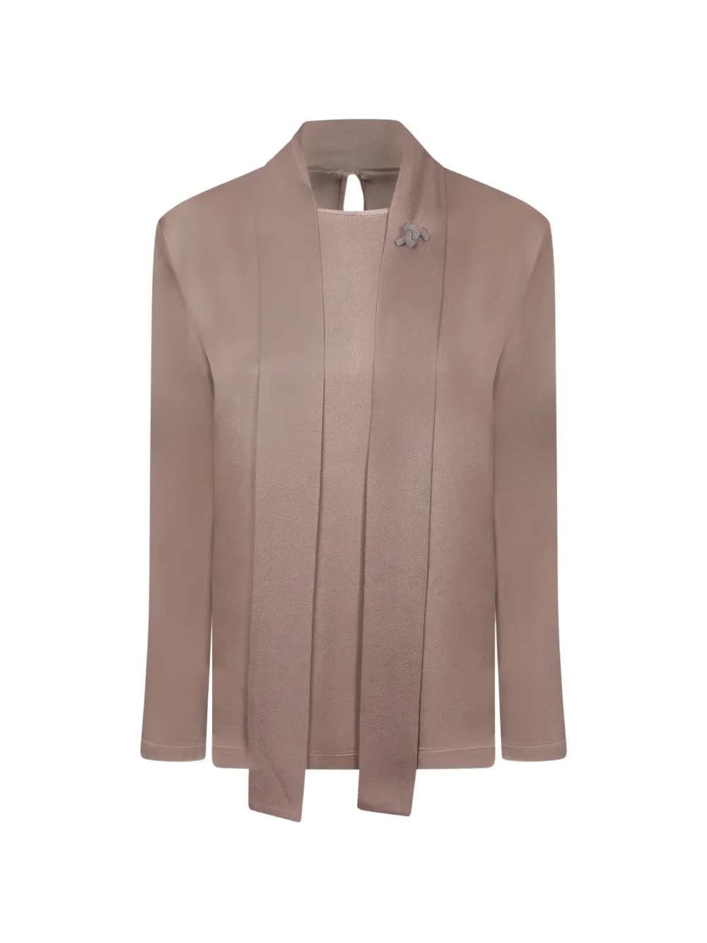 Fabiana Filippi beaded-embellishment scarf-detail blouse - Marrone