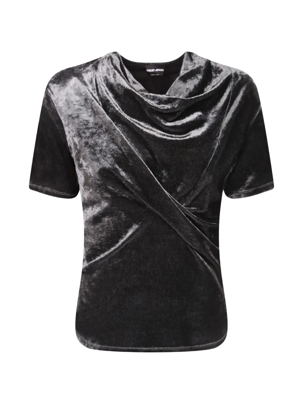 Giorgio Armani draped velvet T-shirt - Grau