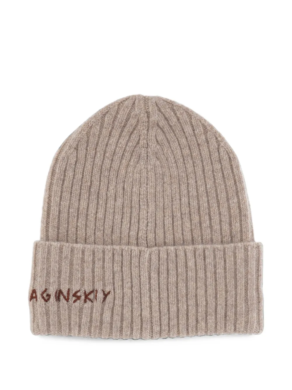 Ruslan Baginskiy logo-embroidered ribbed-knit beanie hat Bruin