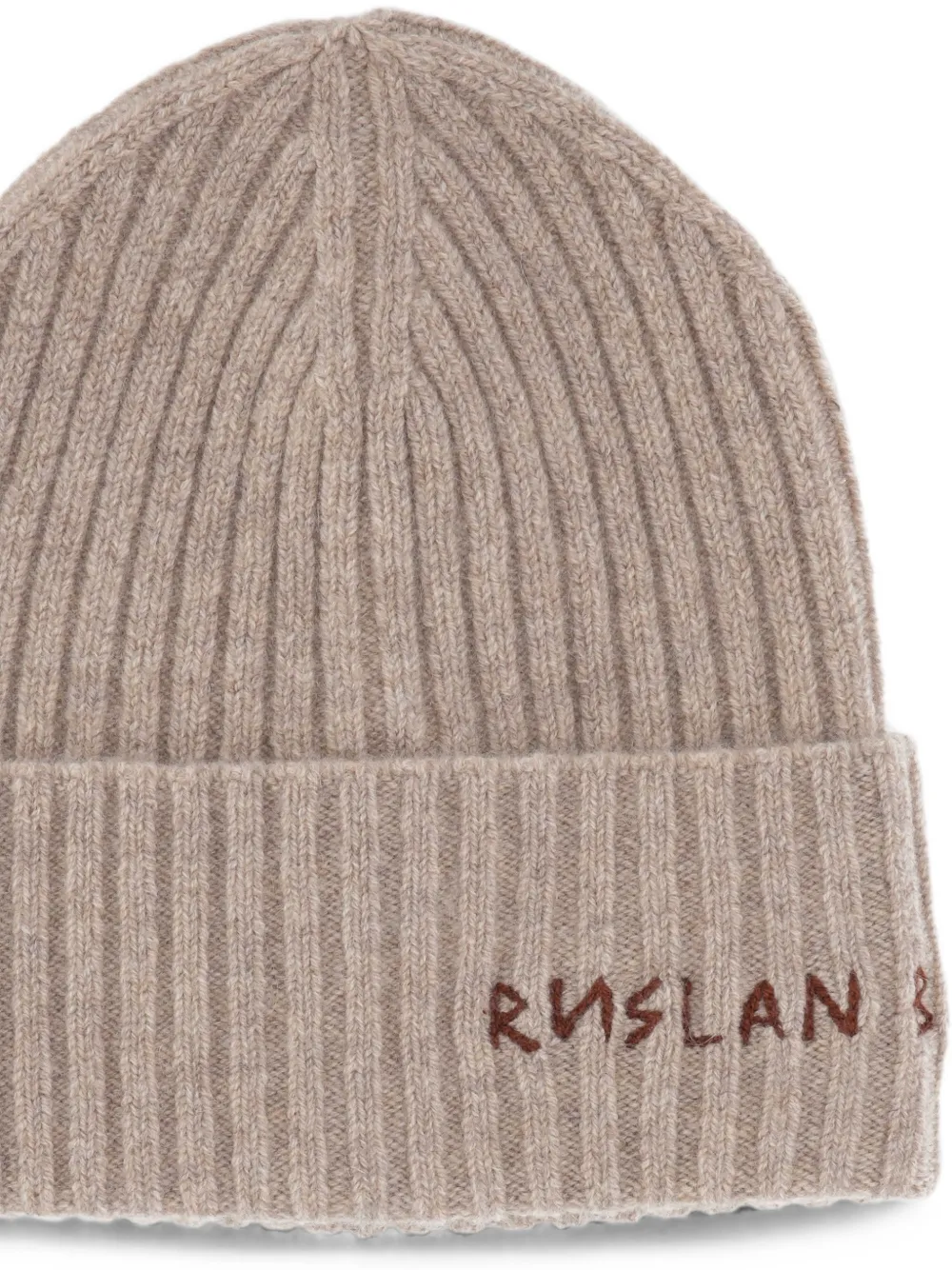 Ruslan Baginskiy logo-embroidered ribbed-knit beanie hat Bruin