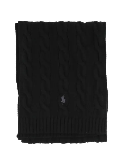Polo Ralph Lauren cable-knit embroidered-logo scarf