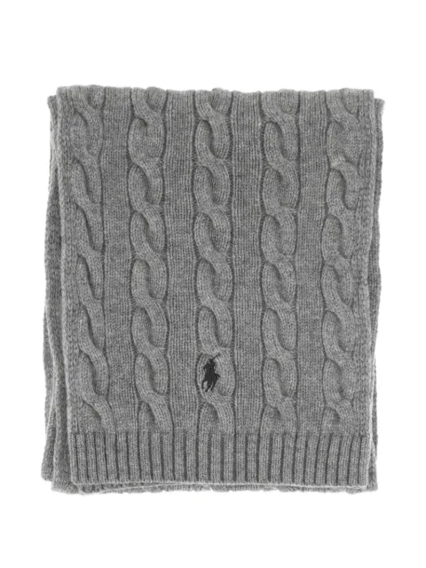 Polo Ralph Lauren cable-knit logo-embroidered scarf