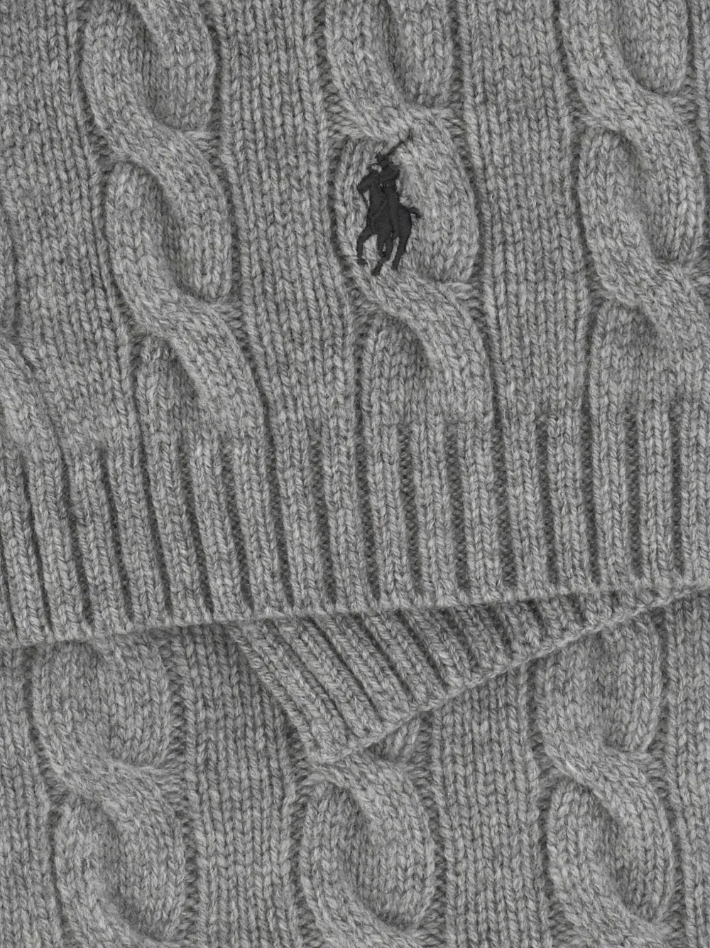 Polo Ralph Lauren Kabelgebreide sjaal met geborduurd logo Grijs