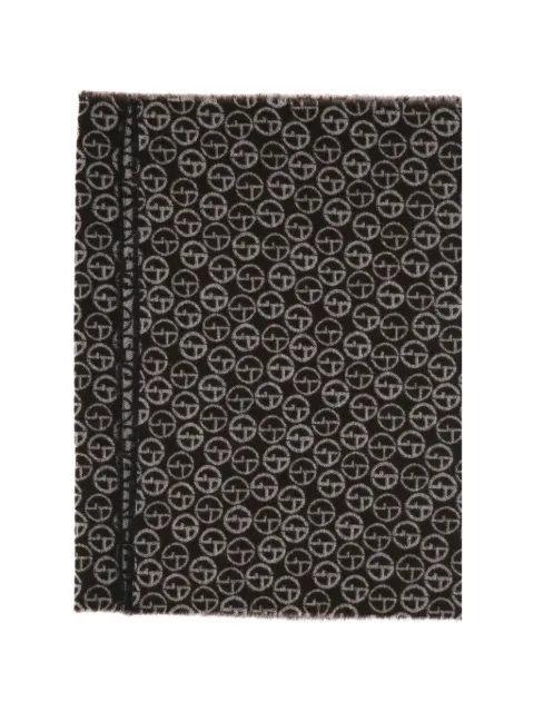 Giorgio Armani logo-pattern frayed scarf