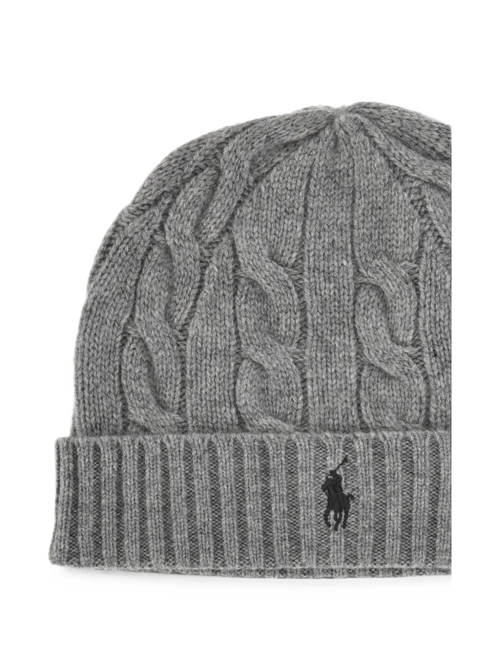 Polo Ralph Lauren Kabelgebreide muts met geborduurd logo Grijs