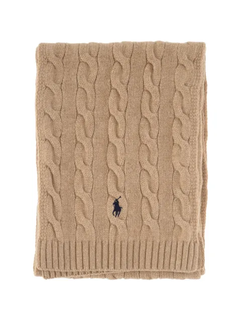 Polo Ralph Lauren cable-knit embroidered-logo scarf