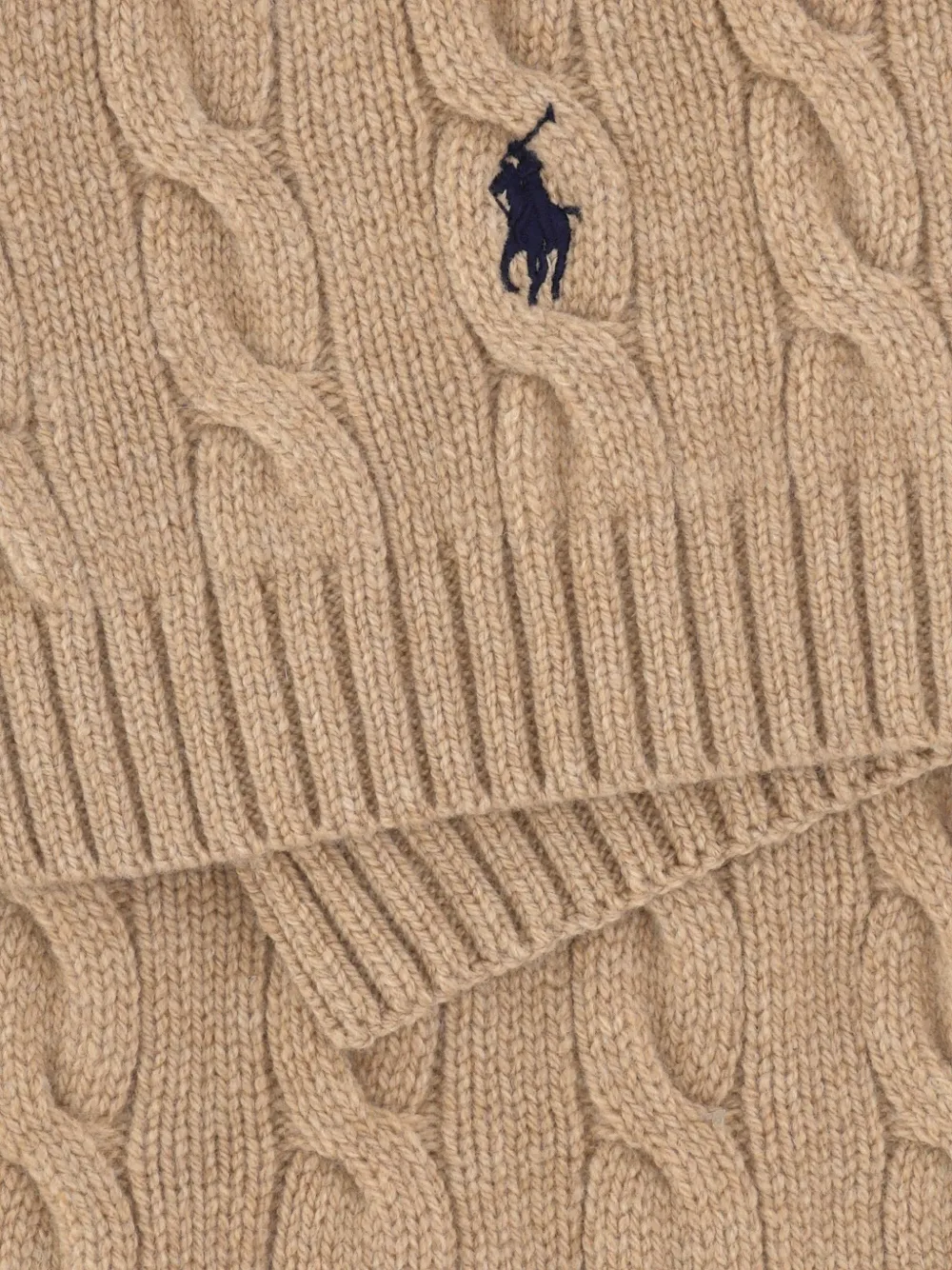 Polo Ralph Lauren Kabelgebreide sjaal met geborduurd logo Beige