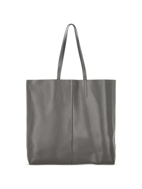 Carven Jean Logo-embossed Leather Tote Bag in Grey